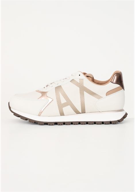 Beige gold women's sneakers in mesh and suede technical fabric ARMANI EXCHANGE | Sneakers | XDX139XV733K624