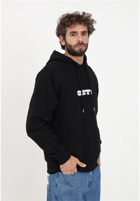 Black sweatshirt with soft logo and hood for men ARTE | Hoodie | AW23-029HBLACK