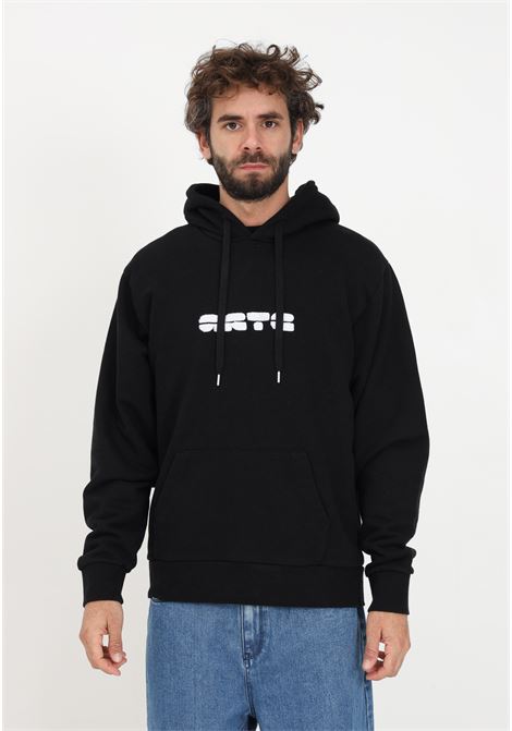 Black sweatshirt with soft logo and hood for men ARTE | AW23-029HBLACK