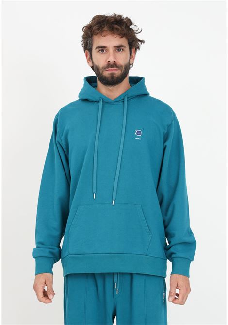 Peacock green sweatshirt with logo patch for men ARTE | Hoodie | AW23-034HLAGOON BLUE