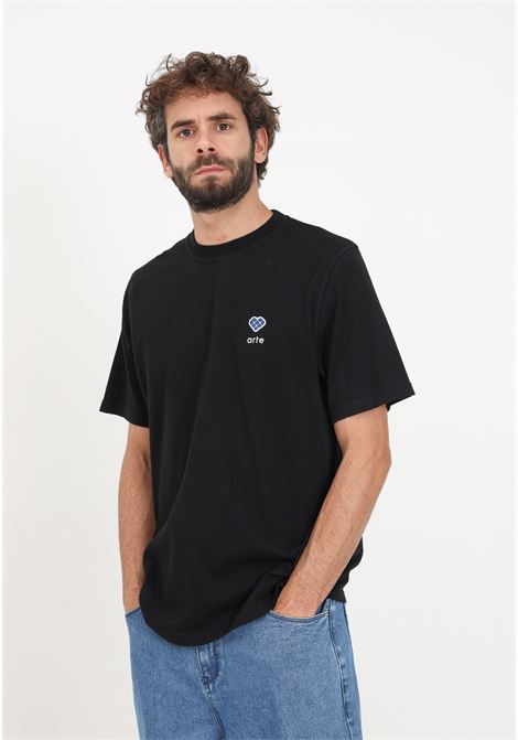 Black t-shirt with patch and embroidered logo for men ARTE | T-shirt | AW23-059TBLACK