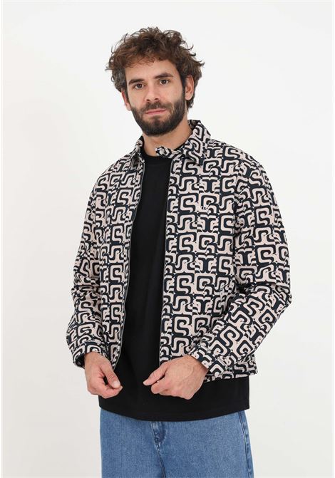 Blue and cream-colored jacket with abstract pattern with zip for men ARTE | Jackets | AW23-072JNAVY/CREAM