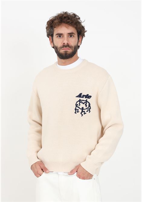 Beige sweater with inlaid logo for men ARTE | Knitwear | AW23-084KCREAM