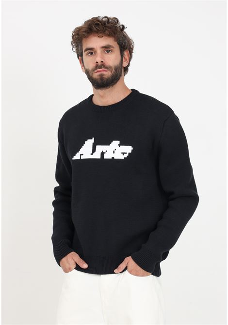 Black sweater with logo inlay for men ARTE | Knitwear | AW23-085KBLACK