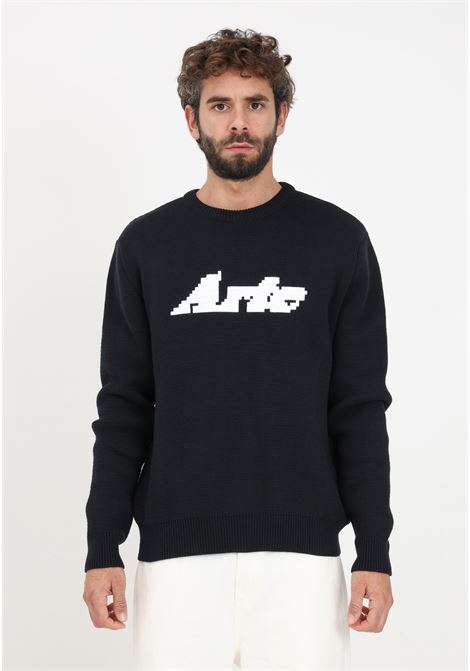 Black sweater with logo inlay for men ARTE | Knitwear | AW23-085KBLACK
