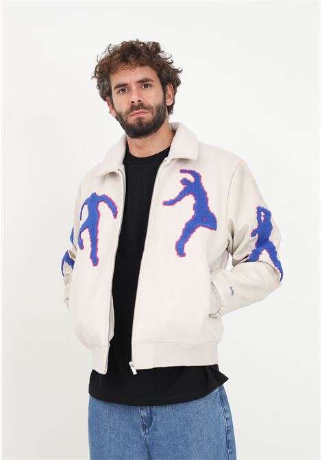 Beige bomber jacket with graphic print for men ARTE | Jackets | AW23-163JCREAM