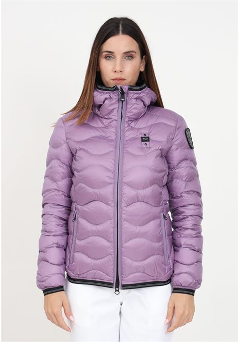 Purple down jacket with rhinestone logo and hood for women BLAUER | Jackets | 23WBLDC03095-006047739