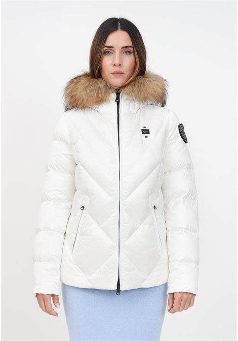 White down jacket with hood and rhinestone emblem for women BLAUER | Jackets | 23WBLDC03141-006047102TT