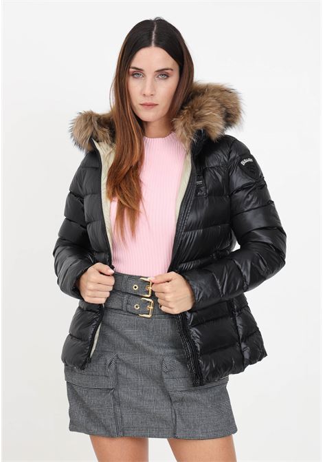 Black down jacket with hood for women BLAUER | Jackets | 23WBLDC03148-005050999EL