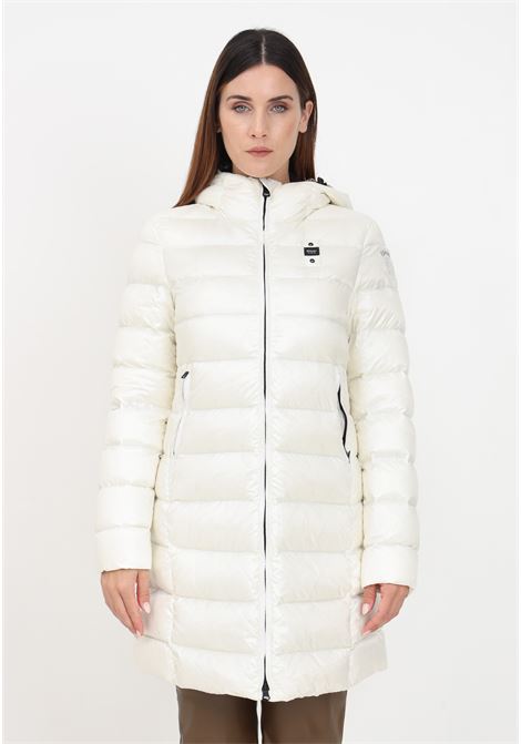 Long white down jacket with hood for women BLAUER | Jackets | 23WBLDK03091-005050102TT