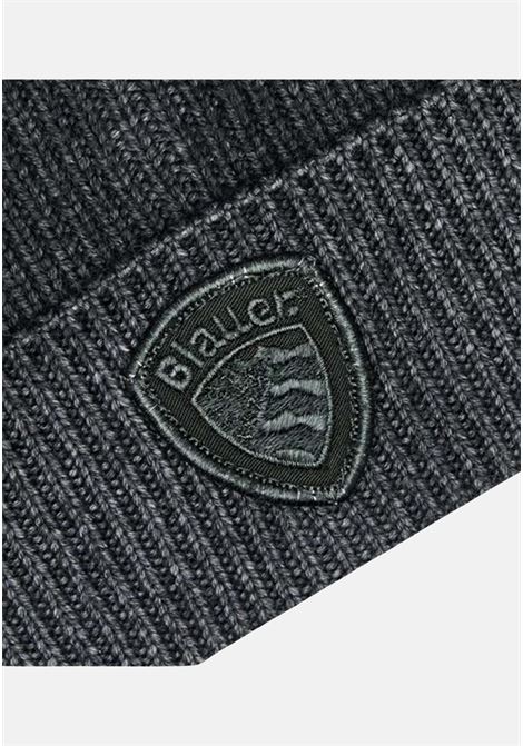 Gray beanie with unisex logo BLAUER | Hats | 23WBLUA05423-005794952