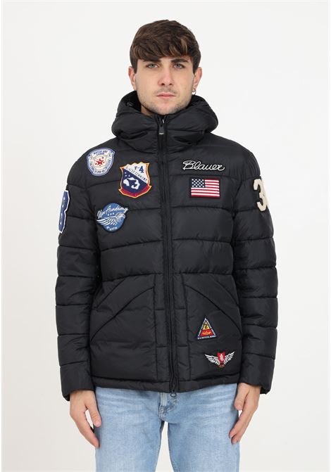 Black bomber jacket with men's patch BLAUER | Jackets | 23WBLUC02537-006726999