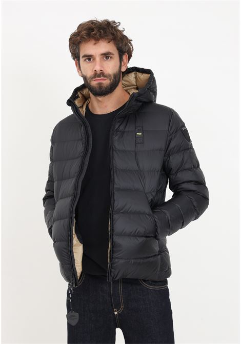 Black quilted down jacket with hood for men BLAUER | Jackets | 23WBLUC03075-006047999TT