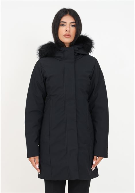 Black parka with hood and logo for women BOMBOOGIE | Jackets | CW144P-TNSR390