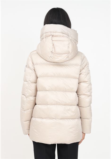 Ivory quilted down jacket with hood for women BOMBOOGIE | Jackets | GW6012-TDLC3503