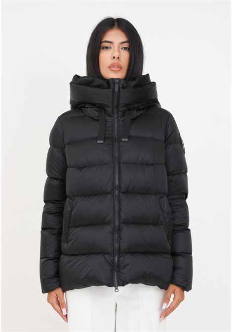 Black quilted down jacket with hood for women BOMBOOGIE | Jackets | GW6012-TDLC390