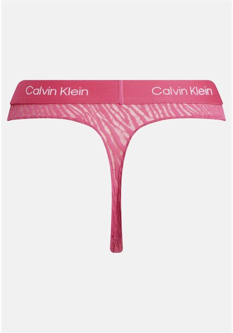 Fuchsia lace thong for women CALVIN KLEIN JEANS | Thogns | 000QF7378EFUD