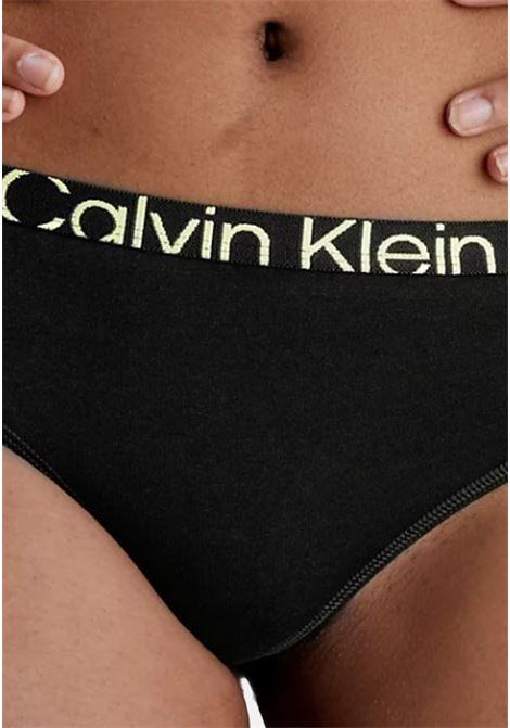 Black thong with elastic for women CALVIN KLEIN JEANS | Slip | 000QF7401EUB1