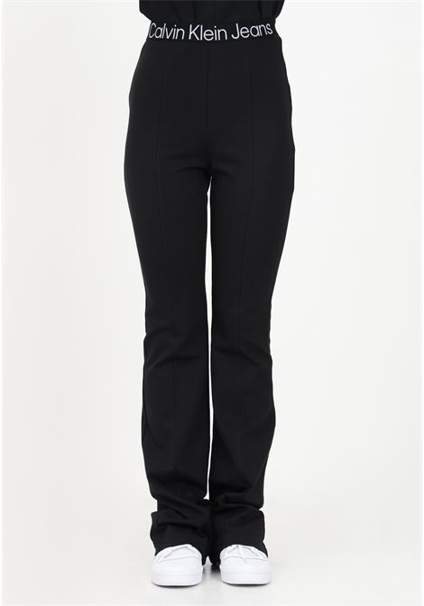 Black flared elastic trousers for women CALVIN KLEIN JEANS | Pants | J20J221301BEHBEH