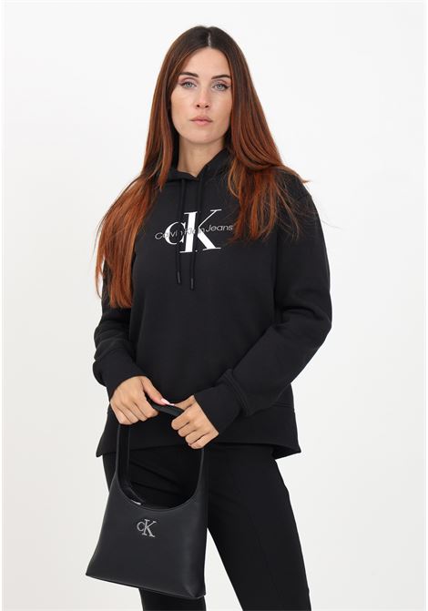 Women's black hooded sweatshirt embellished with logo CALVIN KLEIN JEANS | Sweatshirt | J20J221335BEHBEH
