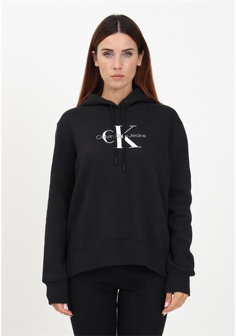 Women's black hooded sweatshirt embellished with logo CALVIN KLEIN JEANS | Sweatshirt | J20J221335BEHBEH