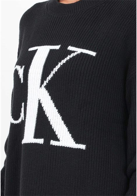 Maglioncino nero da donna con monogramma CK CALVIN KLEIN JEANS | Maglieria | J20J221347BEHBEH