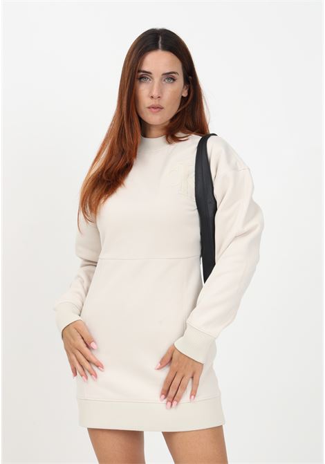Short dress in cream fleece for women CALVIN KLEIN JEANS | Dress | J20J221637ACFACF