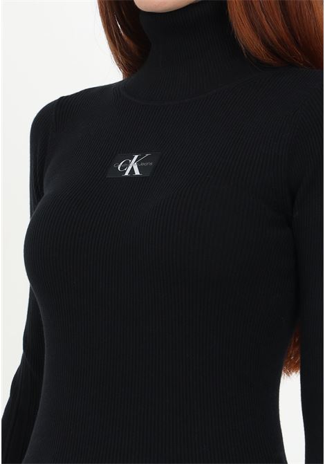 Women's black turtleneck sweater with logo patch CALVIN KLEIN JEANS | Knitwear | J20J221688BEHBEH