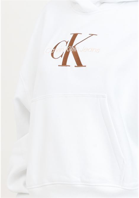 White sweatshirt with hood and logo for women CALVIN KLEIN JEANS | J20J221953YAFYAF