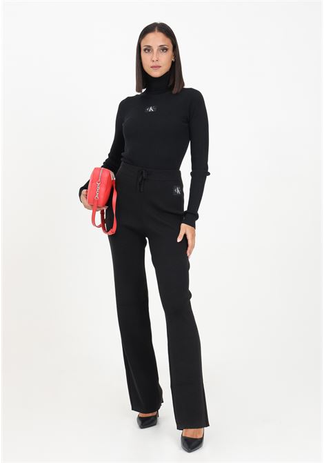 Straight leg black trousers for women with logo CALVIN KLEIN JEANS | Pants | J20J222114BEHBEH