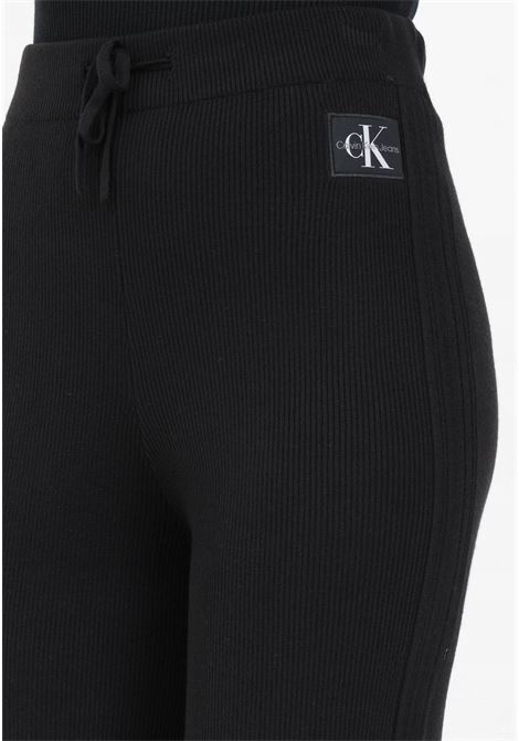 Straight leg black trousers for women with logo CALVIN KLEIN JEANS | Pants | J20J222114BEHBEH