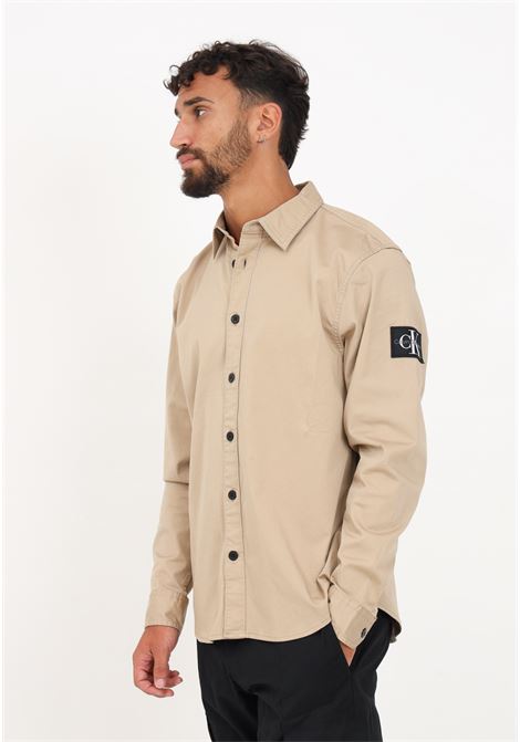 Beige shirt with buttons and men's logo CALVIN KLEIN JEANS | Shirt | J30J323255PF2PF2