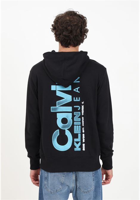 Black hooded sweatshirt for men embellished with logo CALVIN KLEIN JEANS | Sweatshirt | J30J324219BEHBEH