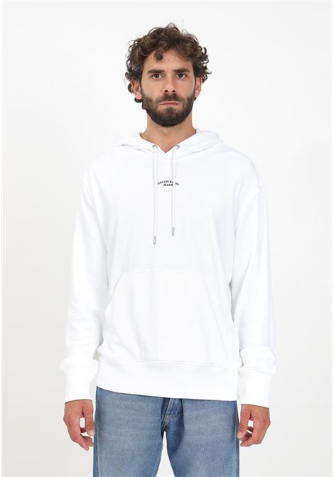 White sweatshirt for men with hood and maxi contrasting print CALVIN KLEIN JEANS | J30J324228YAFYAF