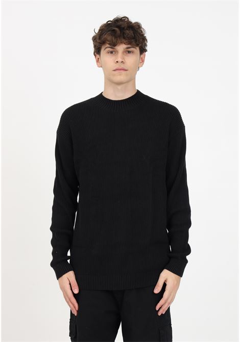 Black cotton sweater with monogram for men CALVIN KLEIN JEANS | Knitwear | J30J324507BEHBEH