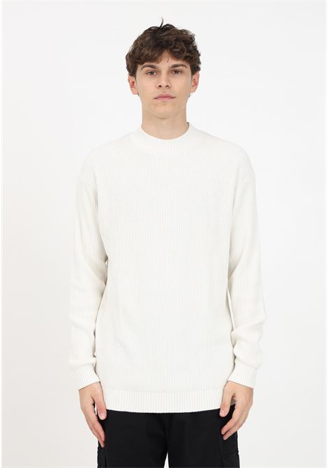 Maglione bianco in cotone con monogramma da uomo CALVIN KLEIN JEANS | Maglieria | J30J324507YBIYBI