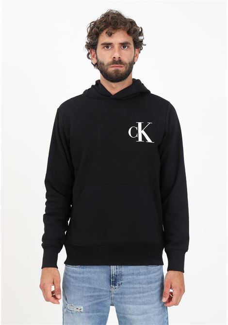 Men's black hooded sweatshirt embellished with CK monogram CALVIN KLEIN JEANS | J30J324699BEHBEH