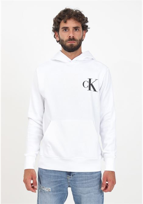 White men's hooded sweatshirt embellished with CK monogram CALVIN KLEIN JEANS | Sweatshirt | J30J324699YAFYAF