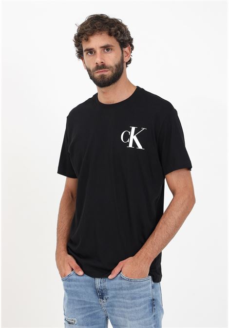 T-shirt nera da uomo con stampa monogramma a contrasto CALVIN KLEIN JEANS | T-shirt | J30J324700BEHBEH