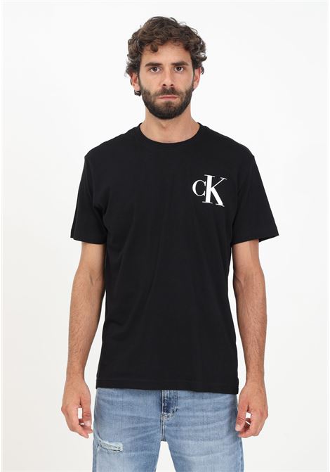 Black men's T-shirt with contrasting monogram print CALVIN KLEIN JEANS | T-shirt | J30J324700BEHBEH