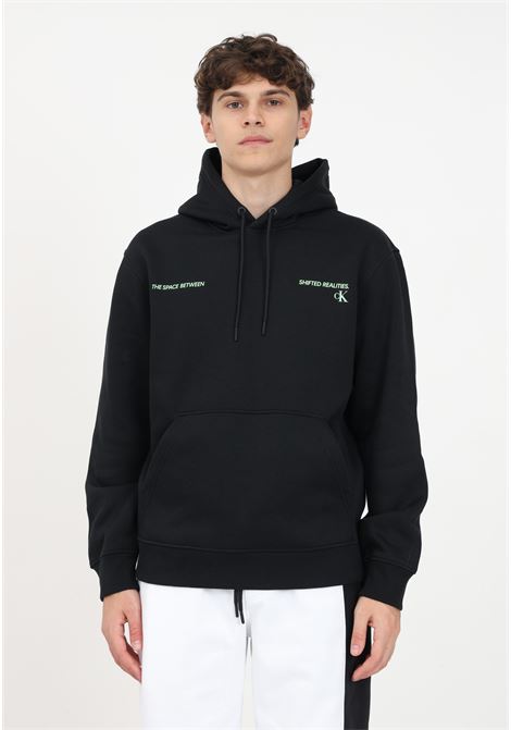 Black sweatshirt with hood and print on the back for men CALVIN KLEIN JEANS | J30J324807BEHBEH