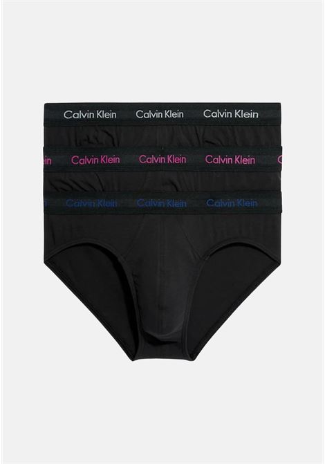 Set of three men's black briefs with different colored logos CALVIN KLEIN | Slip | 0000U2661GCAQ