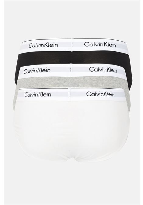 Set of three multicolor men's briefs with logoed elastic bands CALVIN KLEIN | Slip | 000NB2379AMP1