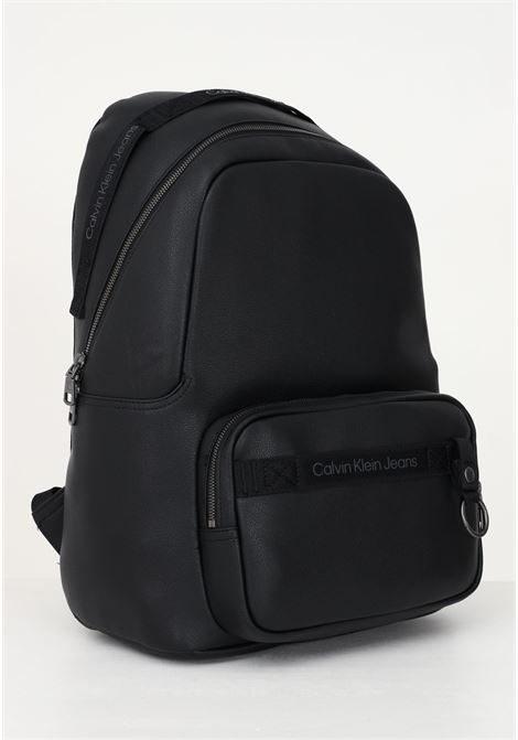 Black backpack with logo and zip for men and women CALVIN KLEIN JEANS | Backpacks | K50K510112BDS