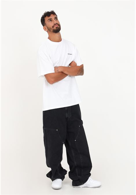 Jeans cargo da uomo neri lunghi caratterizzato da tripla impuntura CARHARTT WIP | Jeans | I0321068906