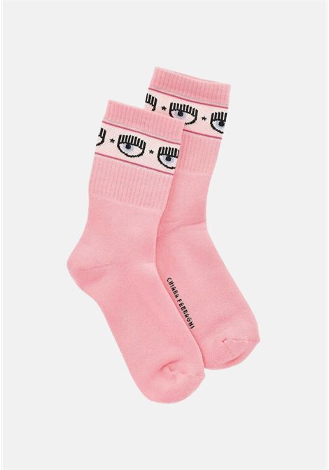 Pink ribbed socks for women CHIARA FERRAGNI | Socks | 75SB0J02ZG043439