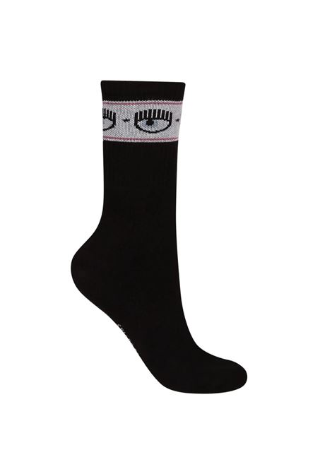 Black women's socks with logo CHIARA FERRAGNI | Socks | 75SB0J02ZG043899