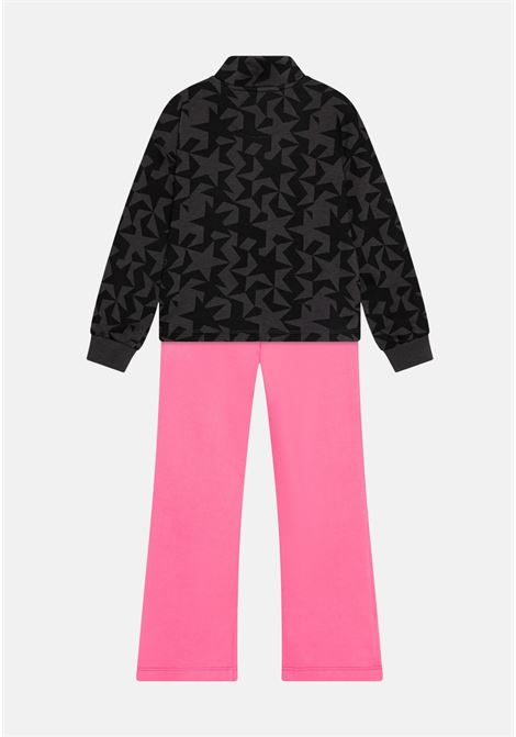 Black tracksuit for baby girls with allover fuchsia logoscript logo print CONVERSE | Sport suits | 1CD867AG9