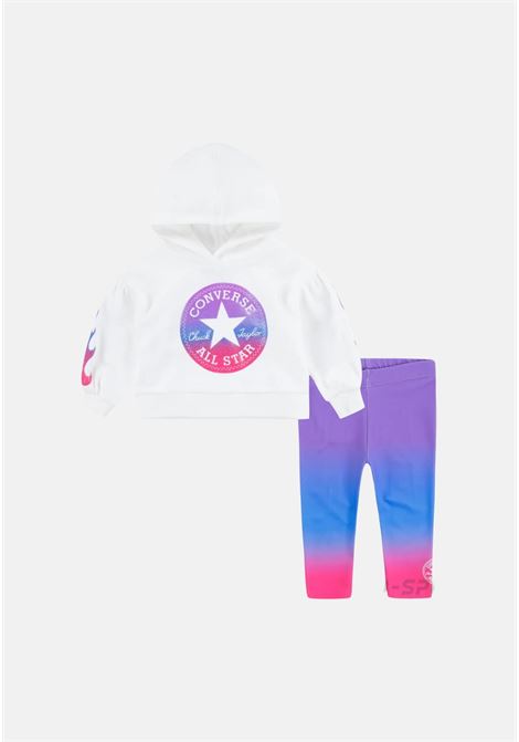 White tracksuit with shaded colors and maxi logo for newborns CONVERSE | Sport suits | 1CD879P2A