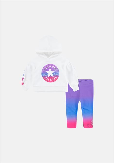 White tracksuit with shaded colors and maxi logo for girls CONVERSE | Sport suits | 3CD879P2A